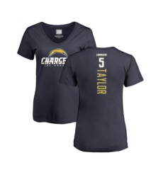 Football Women's Los Angeles Chargers #5 Tyrod Taylor Navy Blue Backer T-Shirt