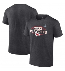 Men's Kansas City Chiefs Heather Charcoal 2023 Playoffs T-Shirt