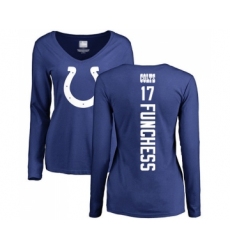 Football Women's Indianapolis Colts #17 Devin Funchess Royal Blue Backer Long Sleeve T-Shir