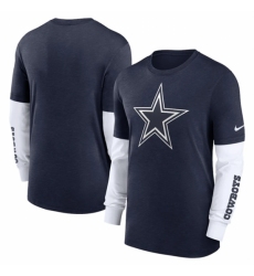 Men's Dallas Cowboys Heather Navy Slub Fashion Long Sleeve T Shirt