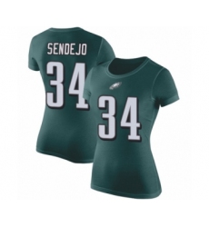 Women's Philadelphia Eagles #34 Andrew Sendejo Green Rush Pride Name & Number T-Shirt