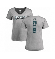 Women's Philadelphia Eagles #75 Vinny Curry Ash Backer V-Neck T-Shirt