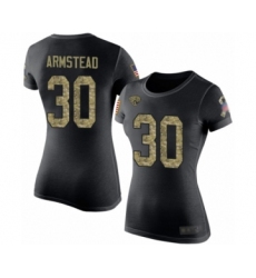 Football Women's Jacksonville Jaguars #30 Ryquell Armstead Black Camo Salute to Service T-Shirt