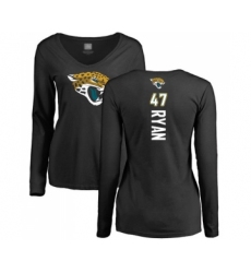 Football Women's Jacksonville Jaguars #47 Jake Ryan Black Backer Slim Fit Long Sleeve T-Shirt