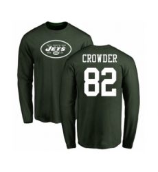 Football New York Jets #82 Jamison Crowder Green Name & Number Logo Long Sleeve T-Shirt