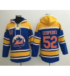 Men's New York Mets #52 Yoenis Cespedes Blue With Orange Baseball MLB Hoodie