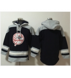 Men's New York Yankees Blank Navy Blue Ageless Must Have Lace Up Pullover Hoodie