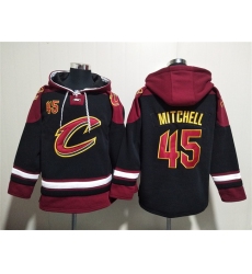Men's Cleveland Cavaliers #45 Donovan Mitchell Black Red Ageless Must-Have Lace-Up Pullover Hoodie