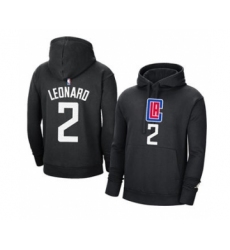 Men's Los Angeles Clippers #2 Kawhi Leonard 2021 Black Pullover Basketball Hoodie 2