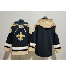 Men's New Orleans Saints Blank Black Ageless Must-Have Lace-Up Pullover Hoodie