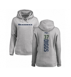 Football Women's Seattle Seahawks #37 Quandre Diggs Ash Backer Pullover Hoodie