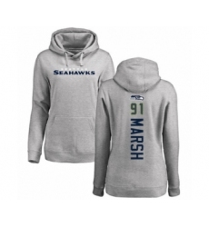 Football Women's Seattle Seahawks #91 Cassius Marsh Ash Backer Pullover Hoodie