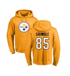 Football Pittsburgh Steelers #85 Xavier Grimble Gold Name & Number Logo Pullover Hoodie