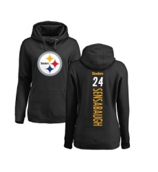 Football Women's Pittsburgh Steelers #24 Coty Sensabaugh Black Backer Pullover Hoodie