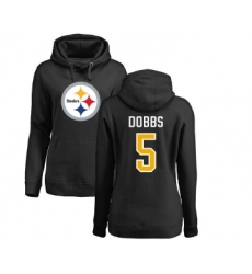 Football Women's Pittsburgh Steelers #5 Joshua Dobbs Black Name & Number Logo Pullover Hoodie