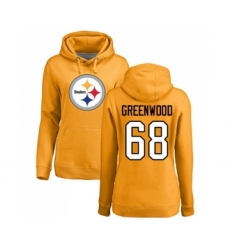 Football Women's Pittsburgh Steelers #68 L.C. Greenwood Gold Name & Number Logo Pullover Hoodie