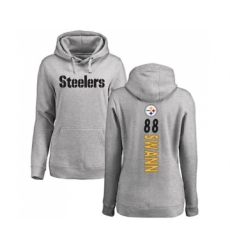 Football Women's Pittsburgh Steelers #88 Lynn Swann Ash Backer Pullover Hoodie
