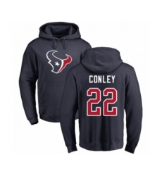 Football Houston Texans #22 Gareon Conley Navy Blue Name & Number Logo Pullover Hoodie