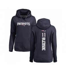 Football Women's New England Patriots #11 Drew Bledsoe Navy Blue Backer Pullover Hoodie