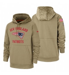 Men's New England Patriots 2019 Salute to Service Tan Sideline Therma Pullover Hoodie