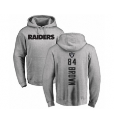 Football Oakland Raiders #84 Antonio Brown Ash Backer Pullover Hoodie