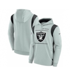 Men's Las Vegas Raiders 2021 Gray Sideline Logo Performance Pullover Hoodie