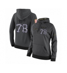 Football Women's Los Angeles Chargers #78 Trent Scott Stitched Black Anthracite Salute to Service Player Performance Hoodie
