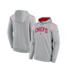 Mens Kansas City Chiefs Gray Sideline Stack Performance Pullover Hoodie
