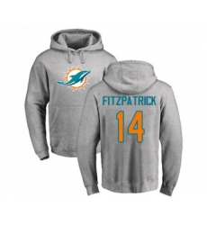 Football Miami Dolphins #14 Ryan Fitzpatrick Ash Name & Number Logo Pullover Hoodie