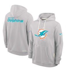 Men's Miami Dolphins Charcoal Sideline Standard Issue Initial Home Dri-FIT Pullover Hoodie