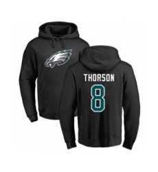Philadelphia Eagles #8 Clayton Thorson Black Name & Number Logo Pullover Hoodie