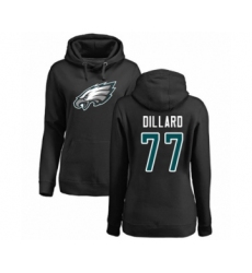 Women's Philadelphia Eagles #77 Andre Dillard Black Name & Number Logo Pullover Hoodie