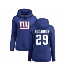 Football Women's New York Giants #29 Deone Bucannon Royal Blue Name & Number Logo Pullover Hoodie