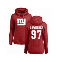 Football Women's New York Giants #97 Dexter Lawrence Red Name & Number Logo Pullover Hoodie
