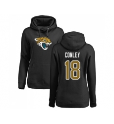 Football Women's Jacksonville Jaguars #18 Chris Conley Black Name & Number Logo Pullover Hoodie