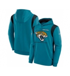 Men's Jacksonville Jaguars 2021 Teal Sideline Logo Performance Pullover Hoodie