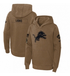 Youth Detroit Lions Nike Brown 2023 Salute to Service Club Fleece Pullover Hoodie