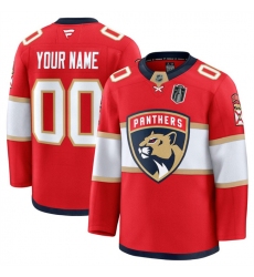 Men's Florida Panthers Custom Red 2025 Stanley Cup Final Patch Stitched Hockey Jersey