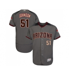Men's Arizona Diamondbacks #51 Randy Johnson Grey Road Authentic Collection Flex Base Baseball Jersey