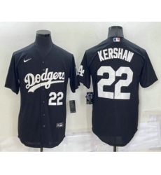 Men's Los Angeles Dodgers #22 Clayton Kershaw Number Black Turn Back The Clock Stitched Cool Base Jersey