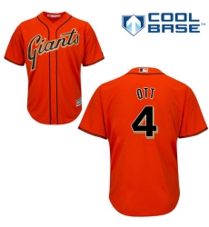 Youth Majestic San Francisco Giants #4 Mel Ott Authentic Orange Alternate Cool Base MLB Jersey