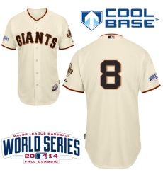 Youth Majestic San Francisco Giants #8 Hunter Pence Authentic Cream Home Cool Base 2014 World Series Patch MLB Jersey