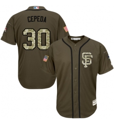 Men's Majestic San Francisco Giants #30 Orlando Cepeda Authentic Green Salute to Service MLB Jersey