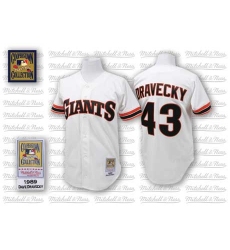 Men's Mitchell and Ness San Francisco Giants #43 Dave Dravecky Authentic White Throwback MLB Jersey