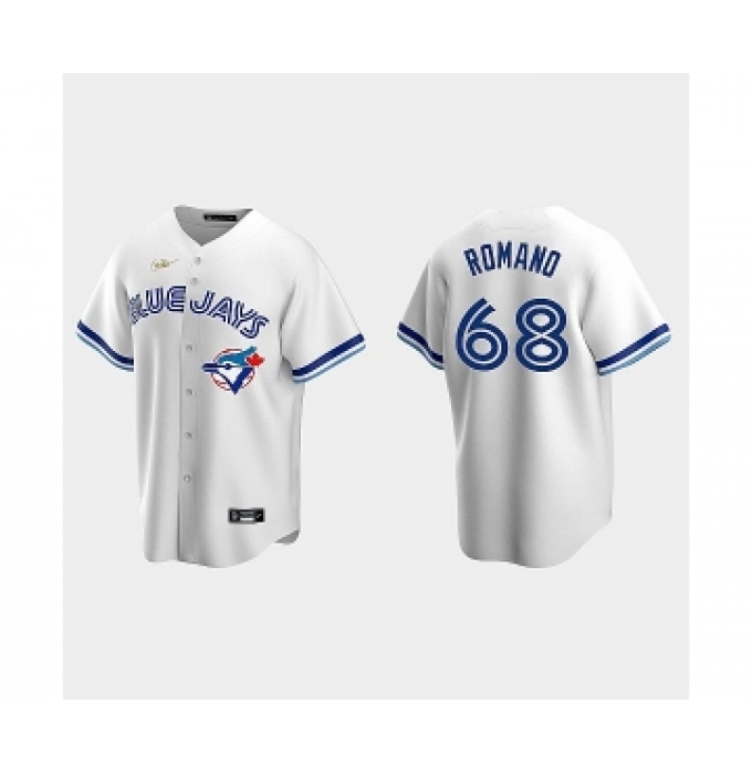 Men's Jordan Romano Blue Jays #68 White Cooperstown Collection Jersey