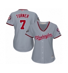 Women's Washington Nationals #7 Trea Turner Authentic Grey Road Cool Base 2019 World Series Champions Baseball Jersey