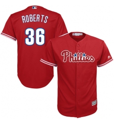 Youth Majestic Philadelphia Phillies #36 Robin Roberts Authentic Red Alternate Cool Base MLB Jersey
