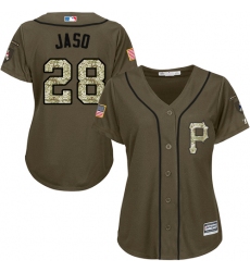 Women's Majestic Pittsburgh Pirates #28 John Jaso Replica Green Salute to Service MLB Jersey