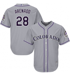 Youth Majestic Colorado Rockies #28 Nolan Arenado Authentic Grey Road Cool Base MLB Jersey