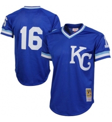 Men's Mitchell and Ness 1989 Kansas City Royals #16 Bo Jackson Authentic Royal Blue Throwback MLB Jersey